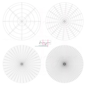 May include: Four black and white printable circle grids with different patterns. The grids are perfect for creating mandala art, bullet journaling, or other creative projects.