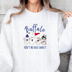 Boo Sheet Buffalo Halloween Ghost Football Shirt, Funny Buffalo Sweatshirt, Spooky Let&#39;s Go Buffalo NY Shirt, Buffalo Football Fan Gift