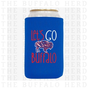 Let&#39;s Go Buffalo Beer Can Sleeve, Buffalo Football Slim Can Cooler, Skinny Can Holder, 716 Buffalo NY Gift, Buffalo Beer Cooler