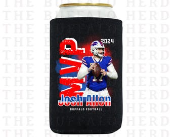 MVP Josh Allen Buffalo Football Beer Can Sleeve, Buffalo Slim Can Cooler, Skinny Can Holder, 716 Buffalo NY Gift, Buffalo Beer Cooler