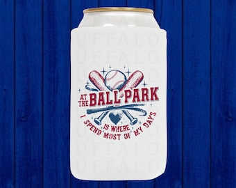 Ballpark Baseball Beer Can Holder, Funny Baseball Mom Gift, Game Day, Baseball Season Team Mom Slim Can Cooler, Baseball Tournament
