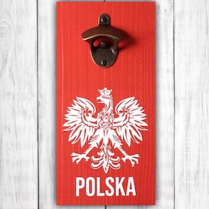 Polska Wall Bottle Opener | Poland Wood Bar Sign | Pierogi | Polish Falcon Wooden Bottle Opener | Pub Sign | Beer Lover Gift | Beer Sign