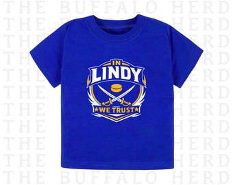 Kids In Lindy Ruff We Trust Buffalo Sabres Hockey Player Shirt, Youth Buffalo Hockey Tee, Baby Hockey Outfit, Girls Boys Buffalo Apparel