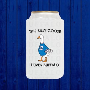 Silly Goose Buffalo Football Beer Can Sleeve, Buffalo Slim Can Cooler, Skinny Can Holder, 716 Buffalo NY Gift, Buffalo Beer Cooler
