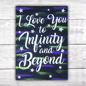 To Infinity and Beyond Night Sky Art | Northern Lights Night Sky Art | Starry Night I Love You More Sign | Solar System Astronomy Gifts