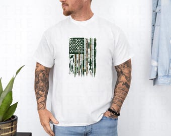 Fishing American Flag Shirt, USA Fishing Shirt, Bass Fishing Tee, Mens Fishing Shirt, Dad Fisherman Gift, Patriotic Fisherman Top