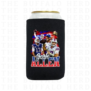 Josh Allen Buffalo Football Beer Can Sleeve, Buffalo Slim Can Cooler, Skinny Can Holder, 716 Buffalo NY Gift, Buffalo Beer Cooler