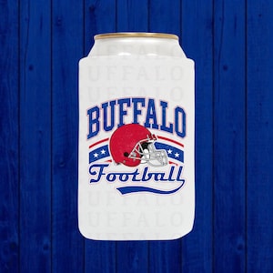Retro Buffalo Helmet Beer Can Sleeve, Buffalo Football Slim Can Cooler, Skinny Can Holder, 716 Buffalo NY Gift, Buffalo Beer Cooler