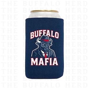 Buffalo Mafia Buffalo Football Beer Can Sleeve, Buffalo Slim Can Cooler, Skinny Can Holder, 716 Buffalo NY Gift, Buffalo Beer Cooler