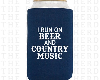 Beer and Country Music Beer Can Holder | Country Bachelorette Beverage Holder | Slim Can Cooler | Beer Can Sleeve | Beer Cooler