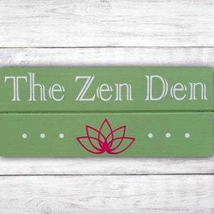 The Zen Den Wooden Door Hanger | Lotus Flower Decor | Chakra Art | Namaste Sign | Woodland Zen Wall Art | Meditation Room | Yoga Wall Art