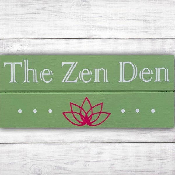 The Zen Den Wooden Door Hanger | Lotus Flower Decor | Chakra Art | Namaste Sign | Woodland Zen Wall Art | Meditation Room | Yoga Wall Art