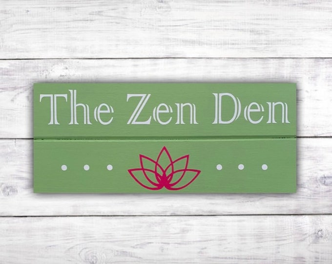 The Zen Den Wooden Door Hanger | Lotus Flower Decor | Chakra Art | Namaste Sign | Woodland Zen Wall Art | Meditation Room | Yoga Wall Art