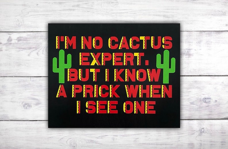 Cacti Funny Wood Signs I Know a Prick Cactus Decor Southwestern Art Mexico Desert Art Cactus Wall Art Mexican Fiesta Decorations