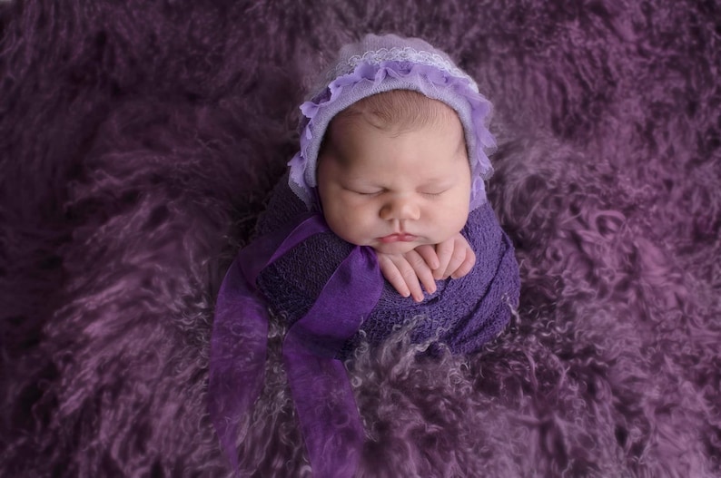 RTS Newborn Baby girl,Long Sleeved,Low Backed,none see through,Romper /& Bonnet Set,With contrasting lace trim at the back and round the face