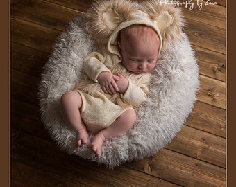 Newborn,RTS,Unisex,Hooded,Long Sleeved,Short Leg,Bear Romper,with fur trimmed ears,tail and fur ties,Photography Prop,several colors avail,