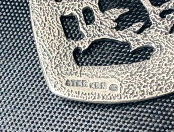 Marked Pair Sterling Silver Dangle Triangular Bir… - image 3