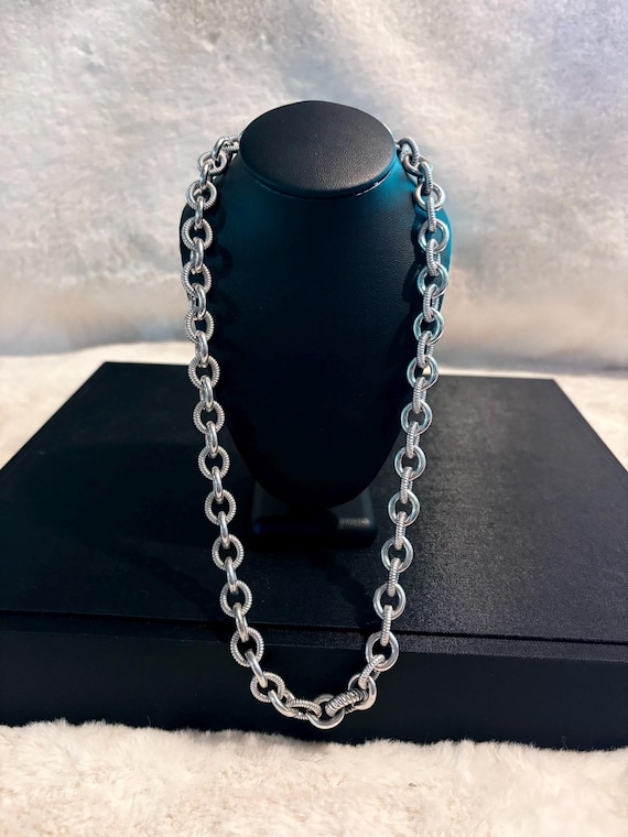 Sterling Silver Fancy Chain Link Necklace With Lobster Claw  display picture 1