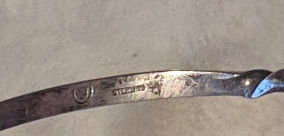 Thin Sterling Silver Bangle Bracelet with Twists … - image 3