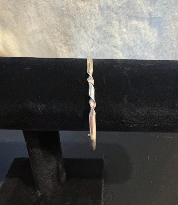 Thin Sterling Silver Bangle Bracelet with Twists … - image 1