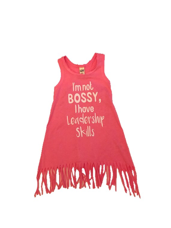 amandasattic Girls Fringe Dress Girls Beach Cover Up I'm Not Bossy