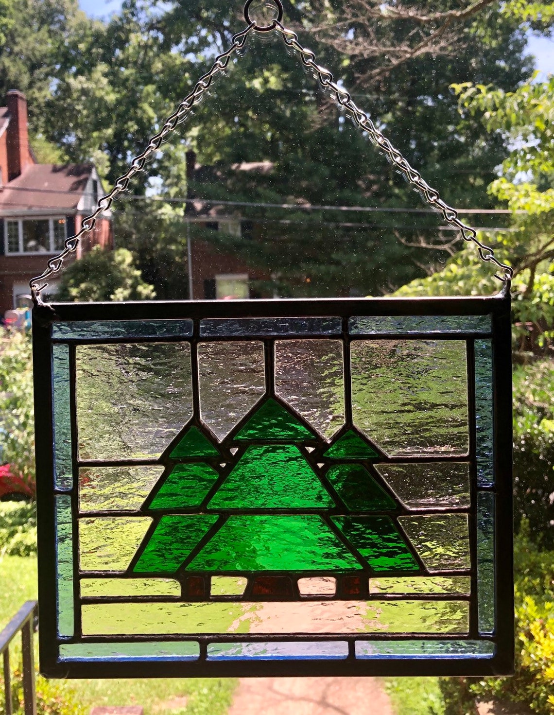 Three Pine Trees Stained Glass Etsy