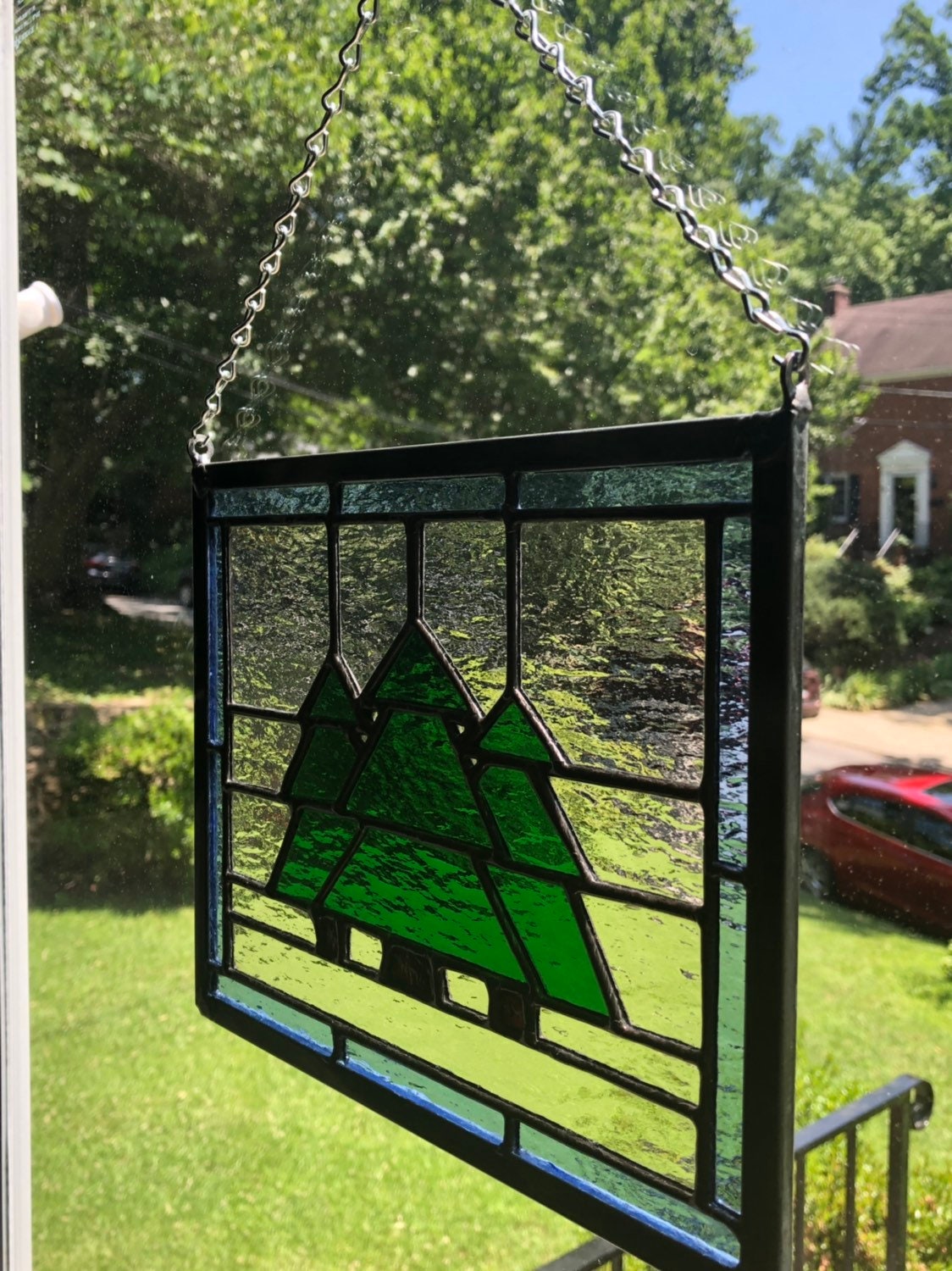 Three Pine Trees Stained Glass Etsy