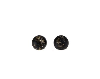 Pendientes de declaración de hormigón negro contemporáneo con joyería de oro / hormigón chapado, joyería contemporánea, estilo glamour