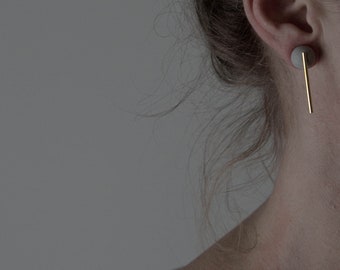 concrete brass statement earrings / minimalistic contemporary architecture concrete jewelry