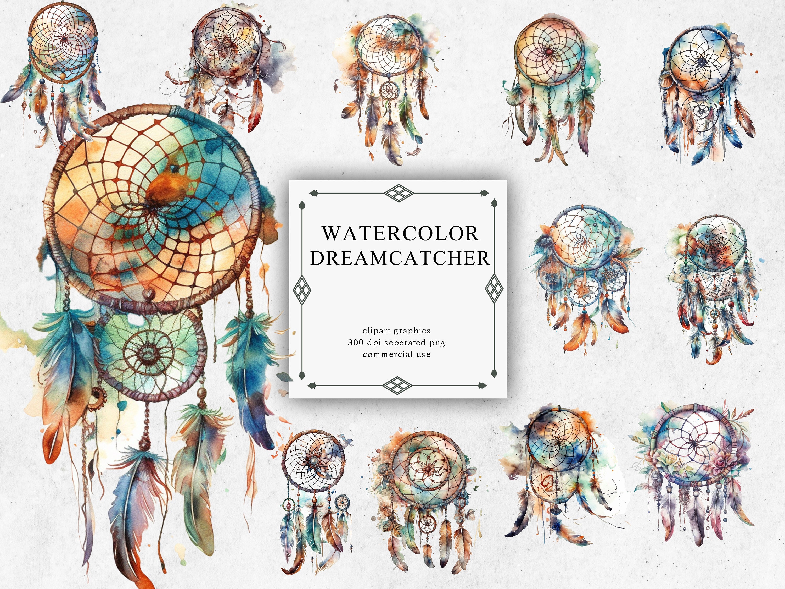Watercolor gorgeous rainbow dream catcher classic round sticker - craft  supplies diy custom design supply spe…