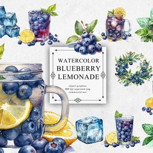 23 Akwarela Blueberry Lemonade Clipart - Cyfrowy PNG Blueberry Lemonade. Blueberry PNG Transparentny 2023 Nowa kolekcja