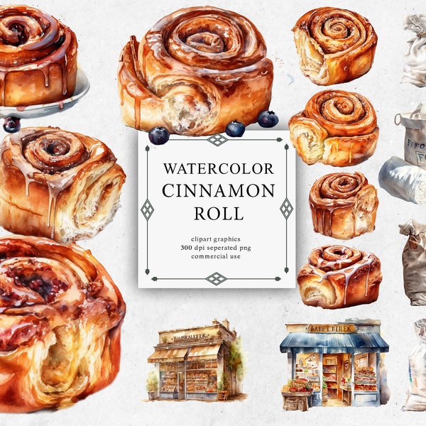 14 Watercolor Cinnamon Roll Clipart - Digital PNG Cinnamon Roll, Cinnamon Roll Cinnamon Roll, Cinnamon Roll bake, Cinnamon Roll bakery