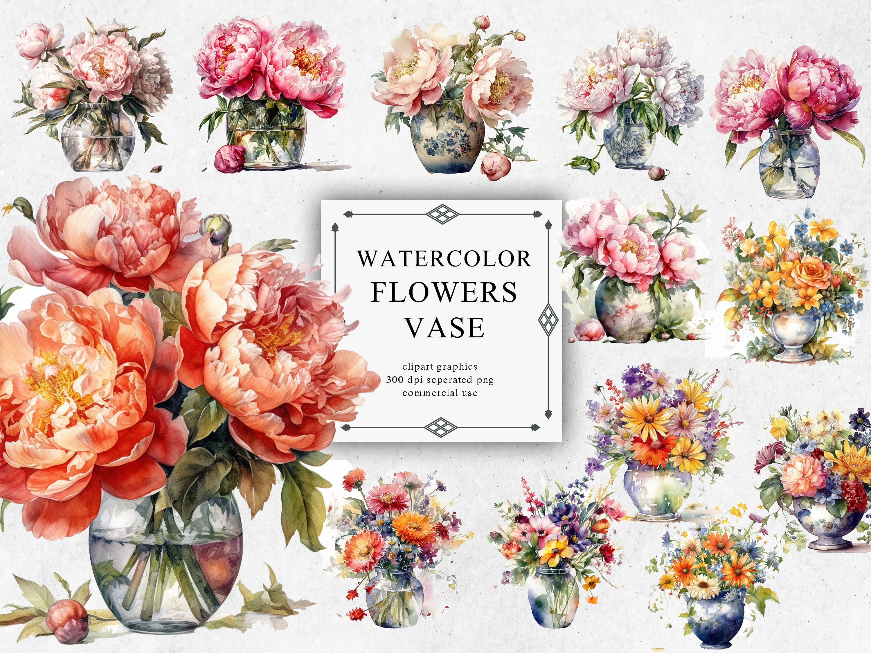 33 Flower Vase Clipart Set in Transparent PNG - Flower Vase Watercolor ...