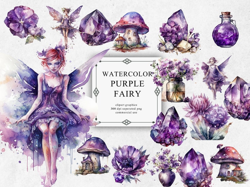 19 Purple Fairy Clipart Set in Transparent PNG - Purple Fairy ...
