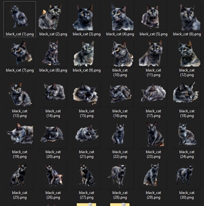 32 Black Cat Clipart Watercolor Bundle Png Graphics Images Pack ...