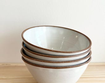 Handmade White Ceramic Bowl: Satin Matte Glaze, Salad or Soup