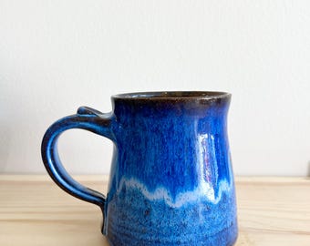 Handmade Blue Pottery Coffee Mug - 12 oz Tea Mug