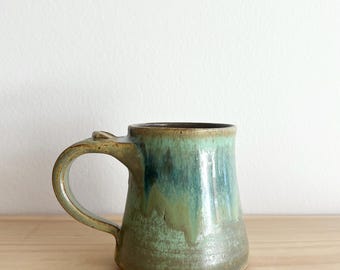 Handmade Pottery Coffee Mug - 12 oz Green Tea Mug