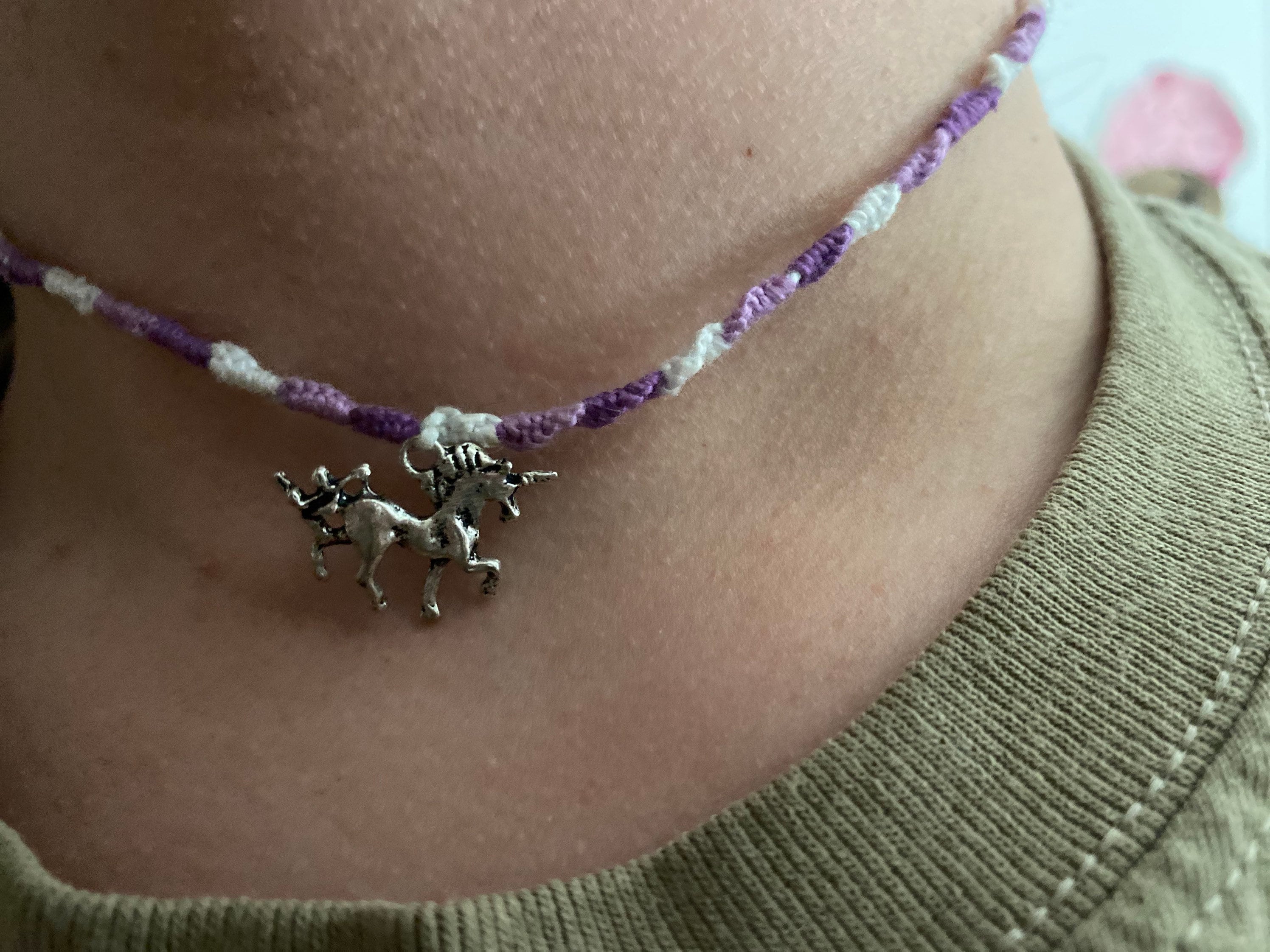 Unicorn Purple Choker Friendship Bracelet Necklace - Etsy