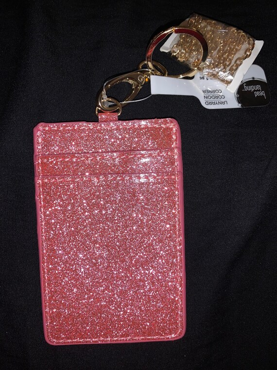Bead Landing Chain Wallet pink Glitter 