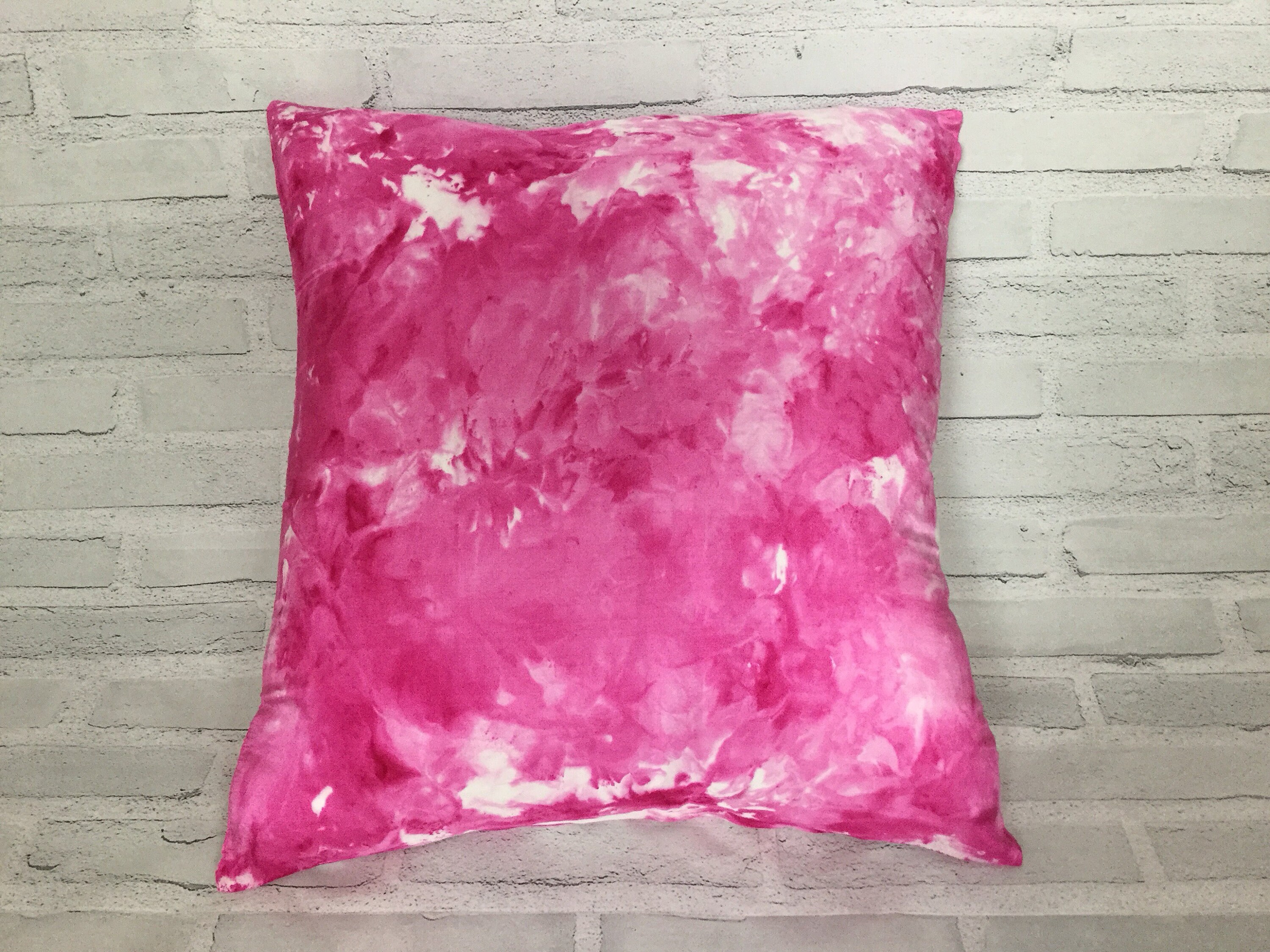 18 Silk Throw Pillow Cover Teen Bedroom Hot Pink Tie Dye Ice