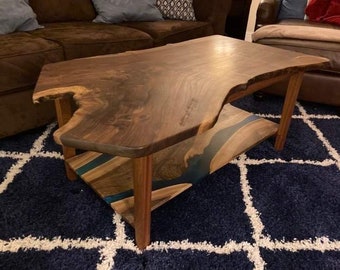 Live Edge Walnut and Resin Coffee Table