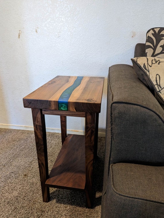 Walnut Resin River Side Table - Etsy