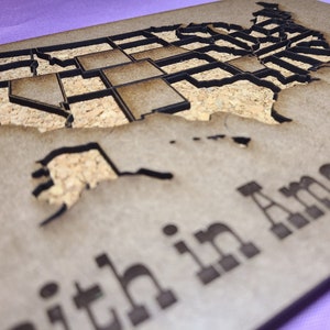 USA cork board map| Push pin/mark your map with state pieces | Quality USA made map | PopularSpecial Gift | Customize Text on the Map