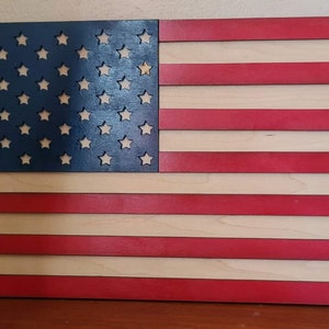 American Flag | Colored American Flag | Wooden American Flag | 17.5×11.5 inches | USA made American Flag | Patriotic American Flag | Layered