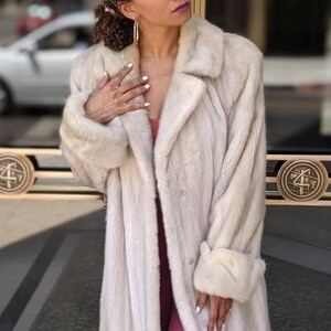 Azurene Pearl Grey Mink Fur Stroller Coat Designer | Formal