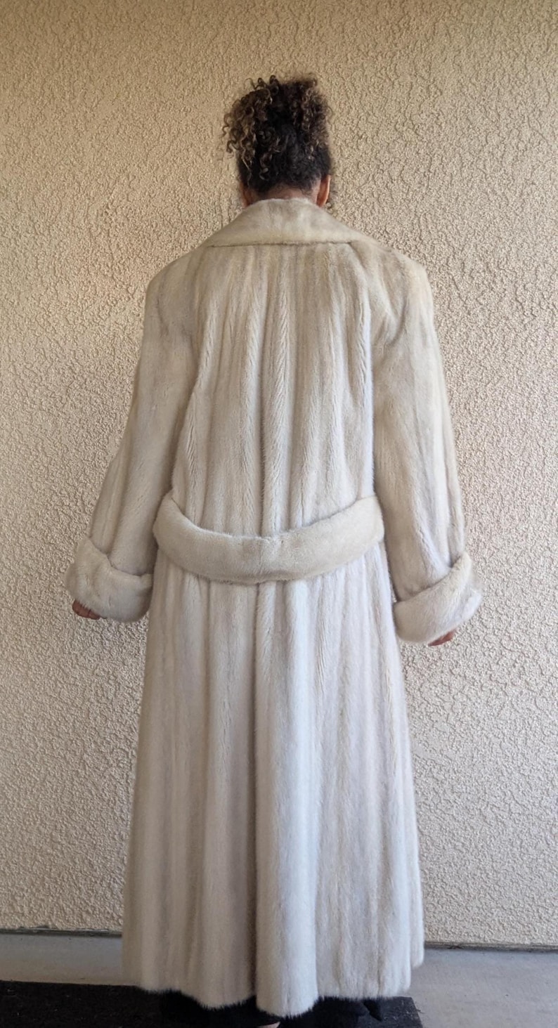Vintage Pearl Grey Mink Stroller Coat | 1960s Full-Length Belted Fur | Elegant Luxury Winter Coat by Eluxurie Vintage Atelier image 2