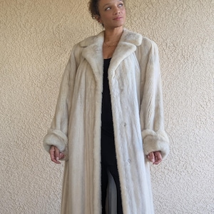 Vintage Pearl Grey Mink Stroller Coat | 1960s Full-Length Belted Fur | Elegant Luxury Winter Coat by Eluxurie Vintage Atelier image 1