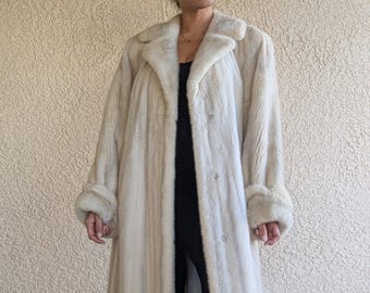Vintage Pearl Grey Mink Stroller Coat | 1960s Full-Length Belted Fur | Elegant Luxury Winter Coat by Eluxurie Vintage Atelier