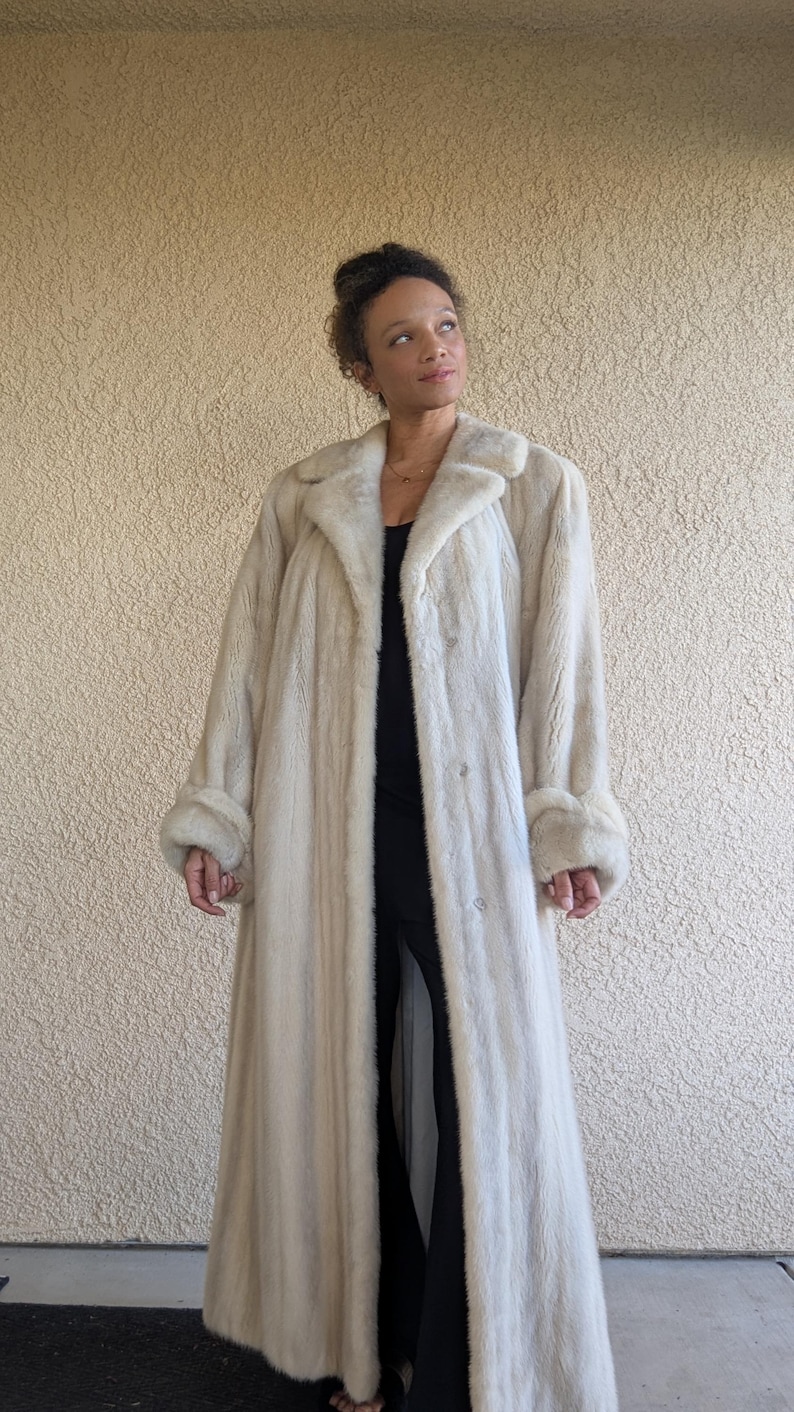 Vintage Pearl Grey Mink Stroller Coat | 1960s Full-Length Belted Fur | Elegant Luxury Winter Coat by Eluxurie Vintage Atelier image 1